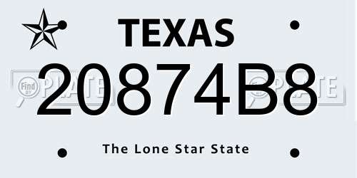 20874B8 Texas License Plate