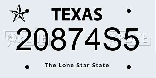 20874S5 Texas License Plate