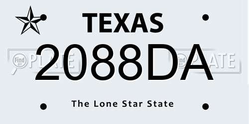 2088DA Texas License Plate