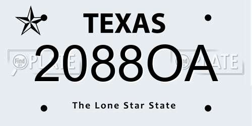 2088OA Texas License Plate