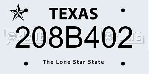 208B402 Texas License Plate