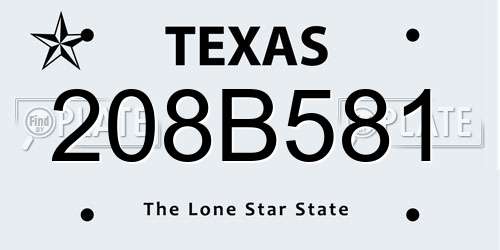 208B581 Texas License Plate