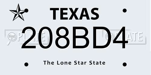 208BD4 Texas License Plate