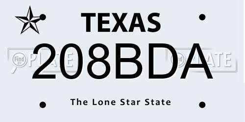 208BDA Texas License Plate