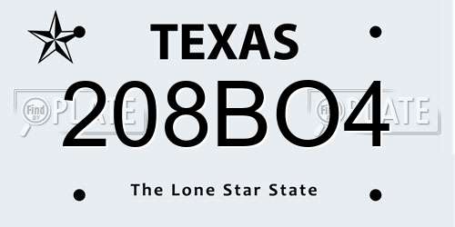208BO4 Texas License Plate