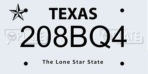 208BQ4 Texas License Plate