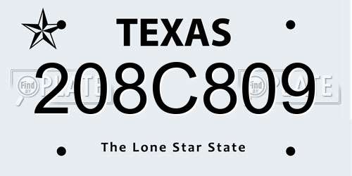 208C809 Texas License Plate