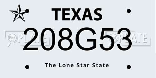 208G53 Texas License Plate