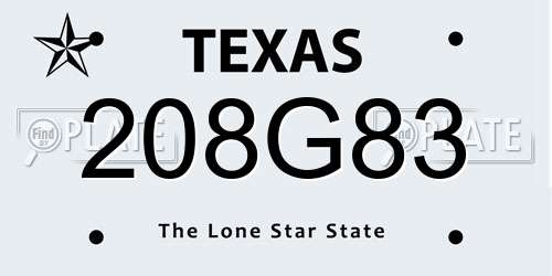 208G83 Texas License Plate
