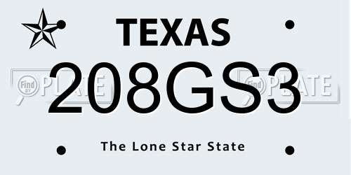 208GS3 Texas License Plate