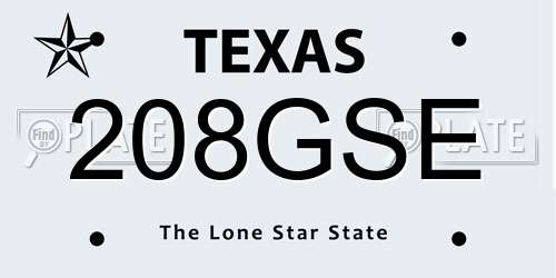 208GSE Texas License Plate