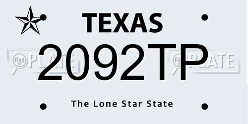 2092TP Texas License Plate