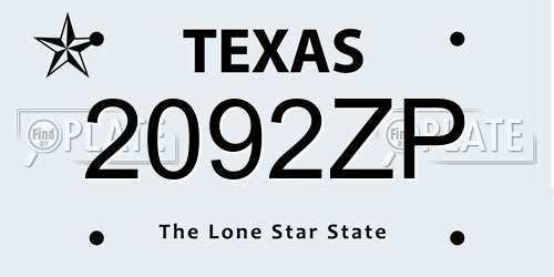 2092ZP Texas License Plate