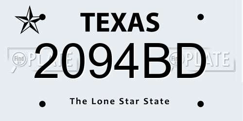 2094BD Texas License Plate