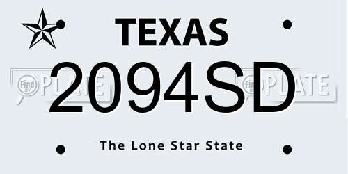 2094SD Texas License Plate