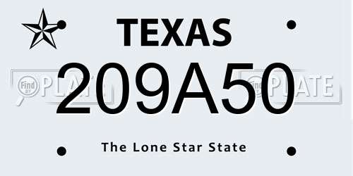 209A50 Texas License Plate