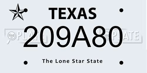 209A80 Texas License Plate