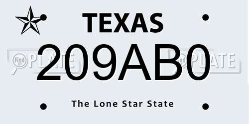 209AB0 Texas License Plate
