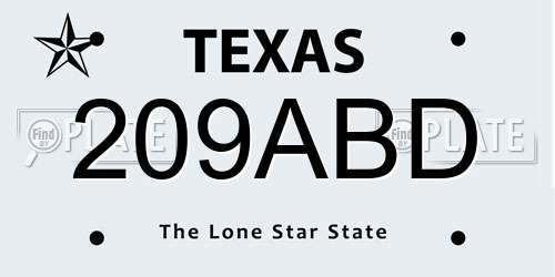 209ABD Texas License Plate