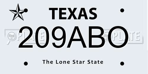 209ABO Texas License Plate