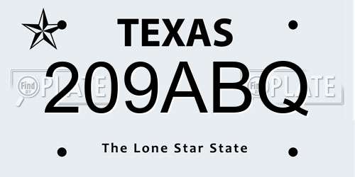 209ABQ Texas License Plate