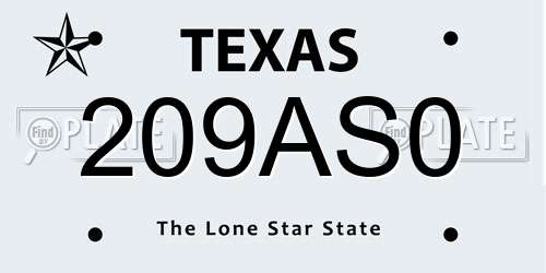 209AS0 Texas License Plate
