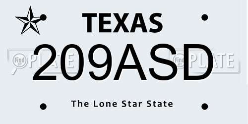 209ASD Texas License Plate