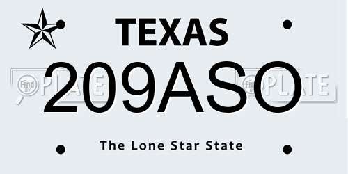 209ASO Texas License Plate