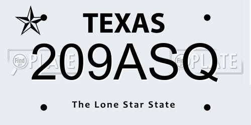 209ASQ Texas License Plate