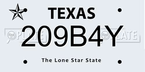 209B4Y Texas License Plate