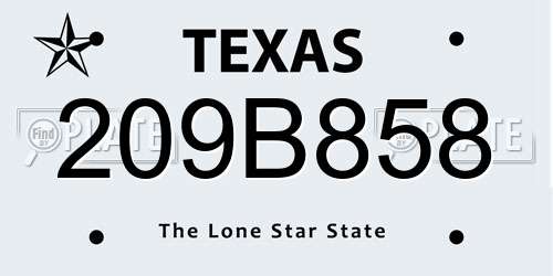 209B858 Texas License Plate