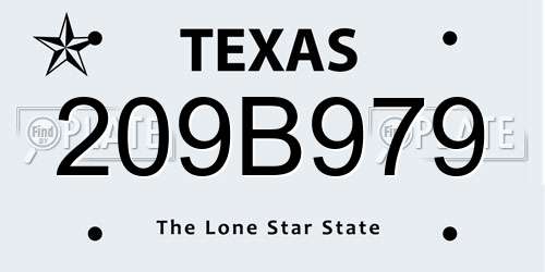 209B979 Texas License Plate