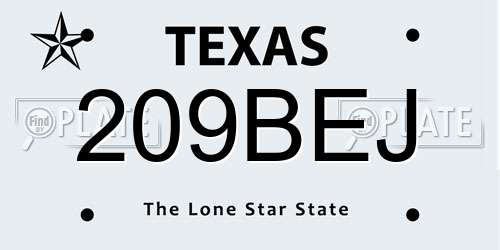 209BEJ Texas License Plate