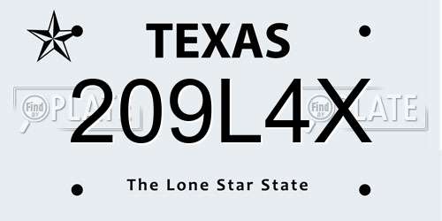 209L4X Texas License Plate