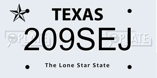 209SEJ Texas License Plate