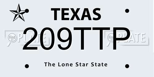 209TTP Texas License Plate
