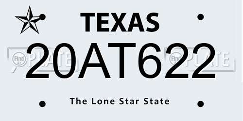 20AT622 Texas License Plate