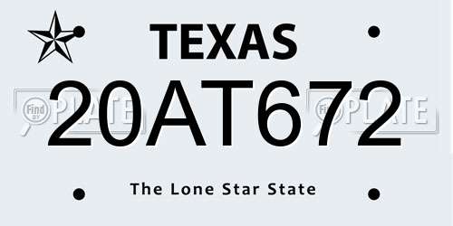 20AT672 Texas License Plate