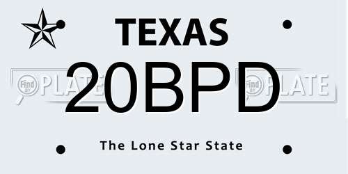 20BPD Texas License Plate