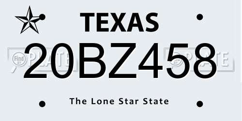 20BZ458 Texas License Plate