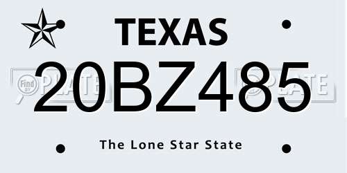 20BZ485 Texas License Plate