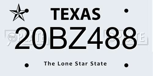 20BZ488 Texas License Plate