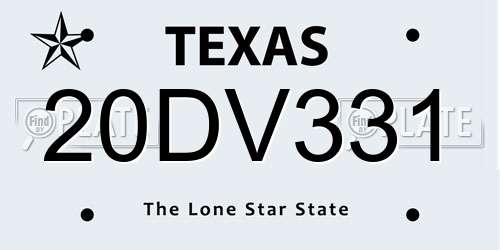 20DV331 Texas License Plate