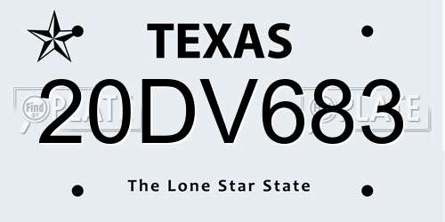 20DV683 Texas License Plate