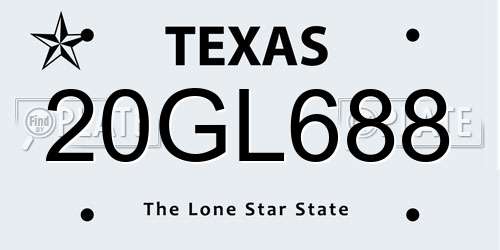 20GL688 Texas License Plate