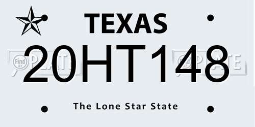 20HT148 Texas License Plate