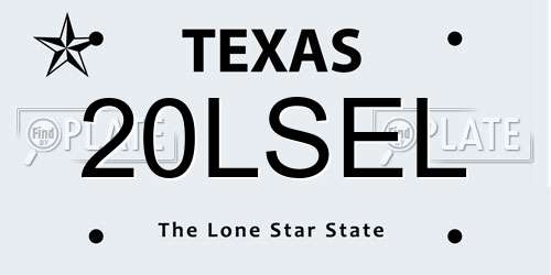 20LSEL Texas License Plate