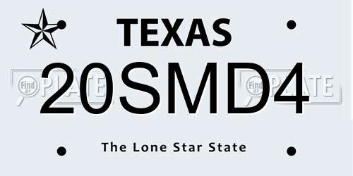 20SMD4 Texas License Plate