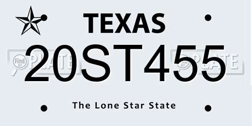 20ST455 Texas License Plate