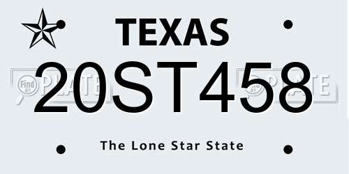20ST458 Texas License Plate
